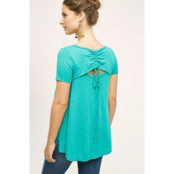 t.la Maya Tie Back Tunic Shirt Size Medium Teal Cut Out - Picture 1 of 6
